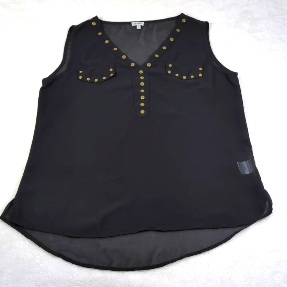 B_Envied semi sheer black tank top  studs M